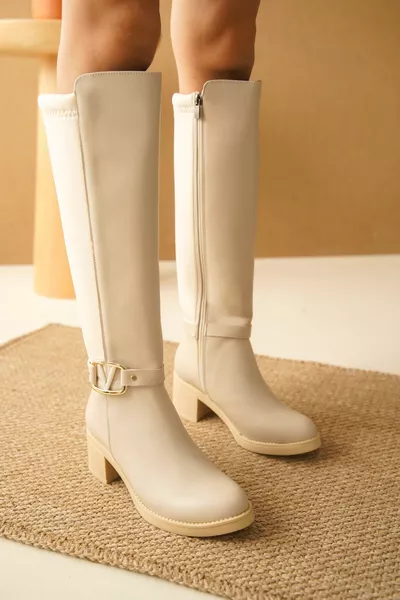 Vera Kadın V Tokalı Scuba Dalgıç Kumaş Dizaltı Çizme