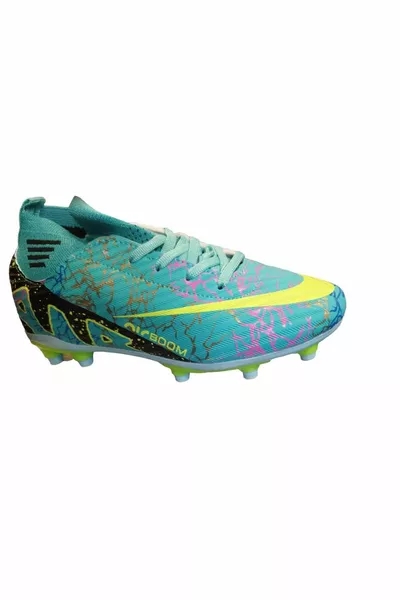 KINDER VOETBALSCHOENEN  TURQUOISE GEEL