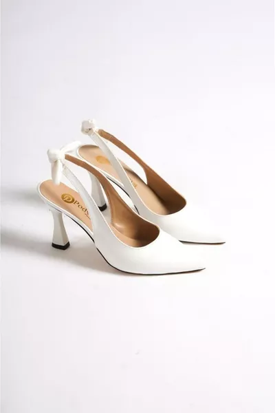 حذاء نسائي بكعب عالٍ مفتوح من الخلف مع فيونكة، ارتفاع الكعب 9 سم