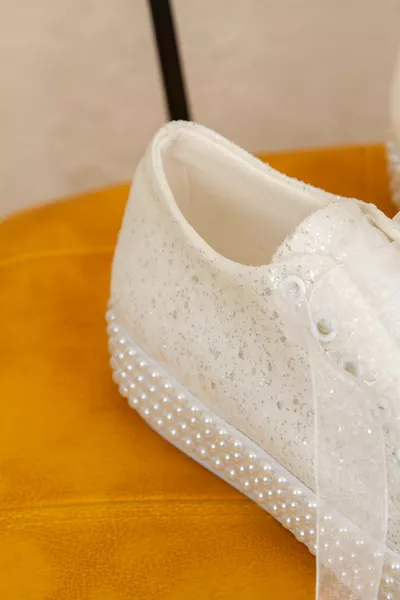 Low Heel Simple Model Pearl Evening Bridal Shoes