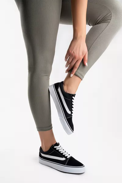 Dames Heren Zwart Wit Linnen Sport Schoenen Sneakers