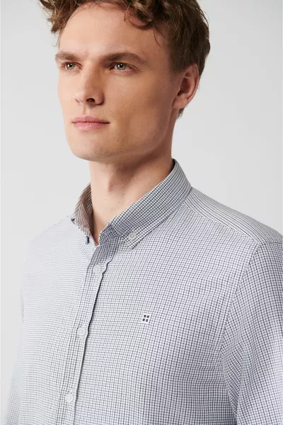 Camicia Dobby nera da uomo con colletto con bottoni facile da stirare 