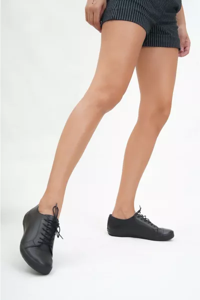 Genuine Leather Black Women's Casual Leather Shoes 