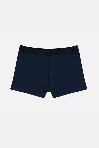 Marineblauwe rechte 2-delige boxer met flexibele katoenen doos voor heren 