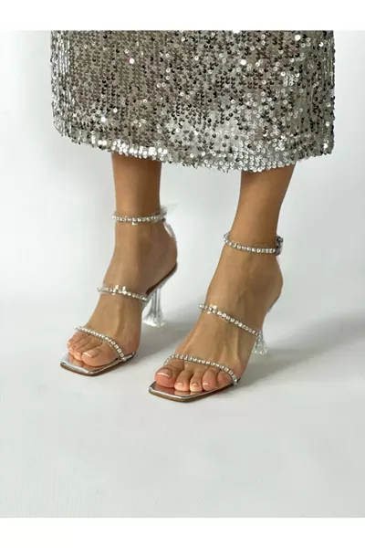 Sandali Trasparenti con Dettaglio di Pietre (CON PIETRE DI RICAMBIO)