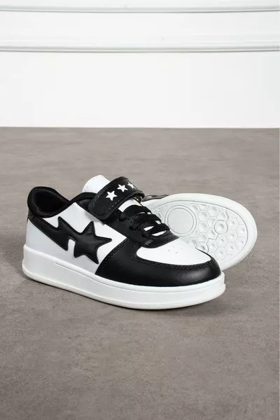 Chaussures de sport scolaires pour enfants à scratch noir