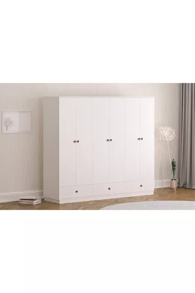 Elif Modern 6-Door 3-Drawer Wardrobe
