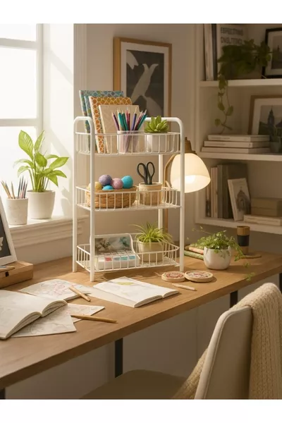 رف كتب معدني للأطفال - منظم - نموذج رف كتب ديكوري وأنيق - منظم للكتب