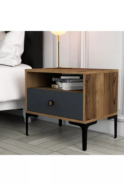 خزانة جانبية فارينت لشبونة - جوز / أنثراسيت