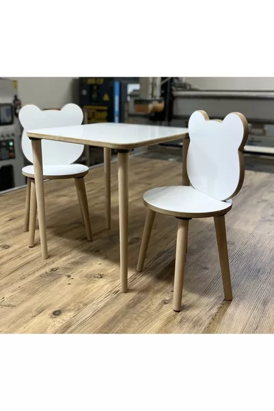 Set Tavolo e Sedie per Bambini Panda Bianco Tavolo Attività Tavolo da Lavoro 1 Tavolo 2 Sedie