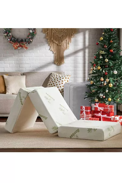 سرير قابل للطي من الخيزران، سرير أرضي، سرير للضيوف، سرير للتخييم، سرير إسفنجي قابل للطي بسمك CM