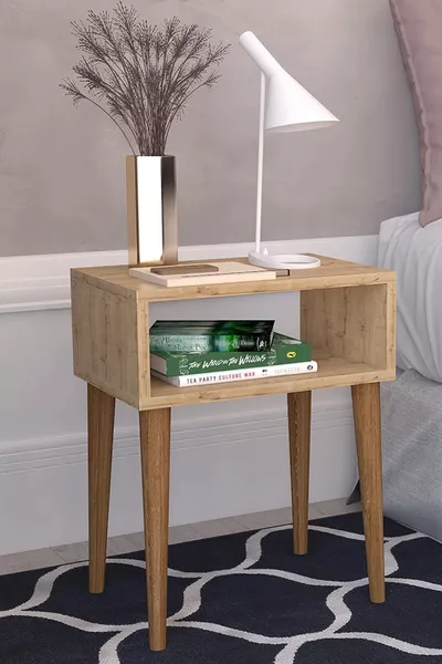 Neptün Retro Nachtkastje Bedtafel Multifunctionele Nesttafel Salontafel Eik