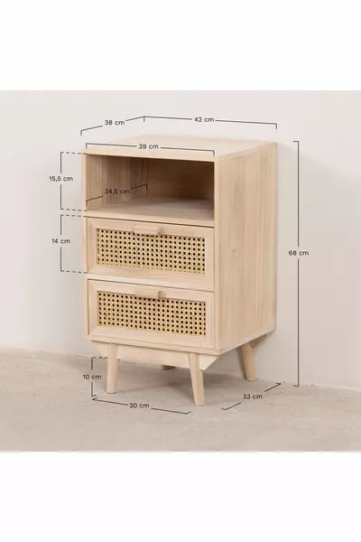 Ahşap Çift Hazeran Çekmeceli Komodin