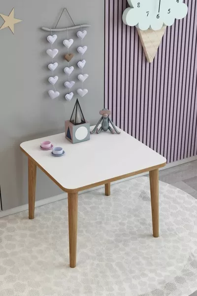 Set Tavolo e Sedia per Bambini Beyaz Nuvola Tavolo Attività Tavolo da Studio 1 Tavolo 1 Sedia