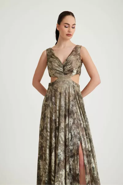 ETL ABITO DA SERA IN TULLE ARGENTATO IMPREGNATO