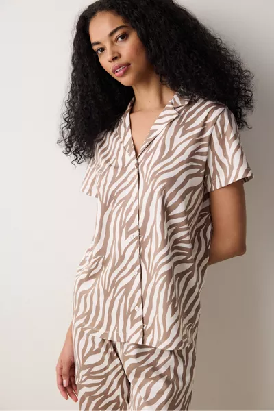 Zebrahemd-Hosen-Mehrfarben-Pyjama-Set