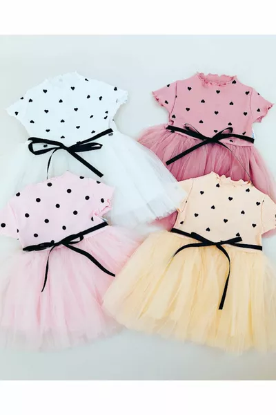 Girl Baby Polka Dot Tutu Summer Birthday Dress Rose Dust