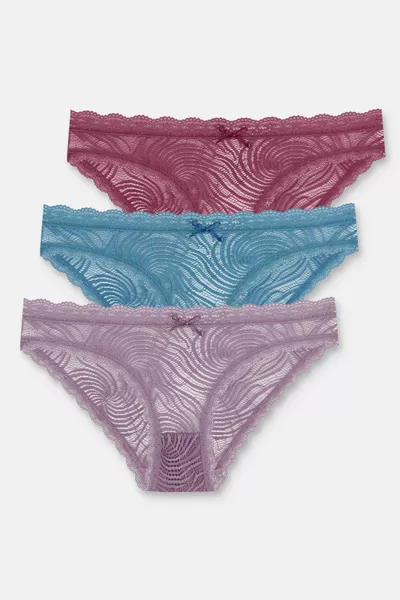 3 Lü Dantelli Slip Külot