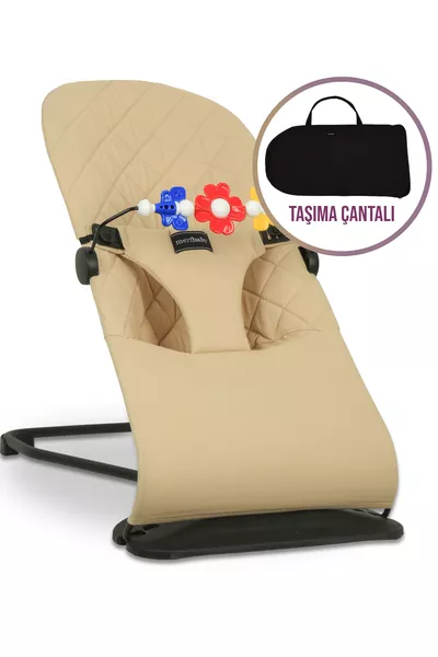 Cotton Babyschaukel mit Spielzeug - Beige - MIT TRAGETASCHE