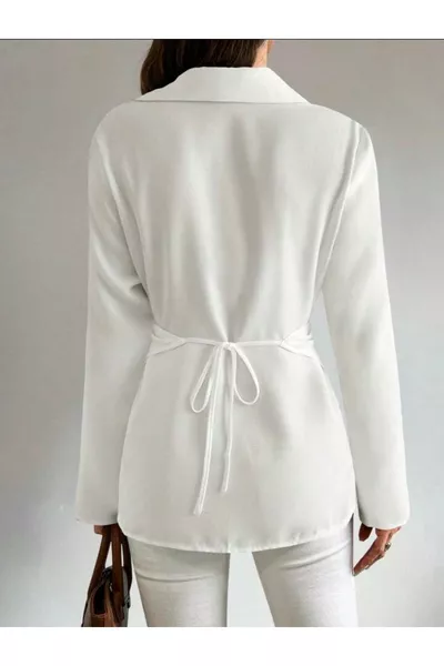 قميص نسائي أنيق من الكتان | بأزرار أمامية، مع ربطة خلفية، صوفيا كتّان