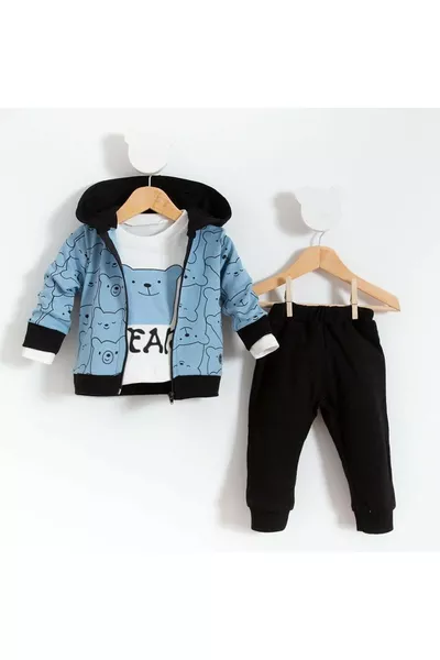 مرحبا طقم أطفال ثلاثي بنقشة الدببة