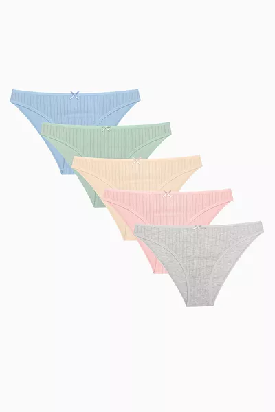 Smooth Katoenen 5-delige Veelkleurige Pointelle Slip