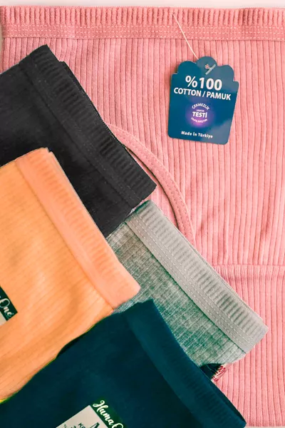 Kadın % Pamuk 5'li Fitilli Bel Bikini Külot Siyah, Lacivert, Yavruağzı, Gül Kurusu, Gri 