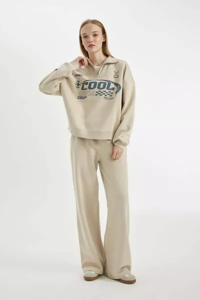 Coool Wide Leg Weite Hose mit weitem Bein, Sweatpants mit elastischem Bund, Kordelzug und Taschen, Basic, einfarbig WN