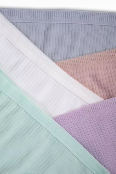 Set da 5 slip a coste da donna in cotone, vita normale