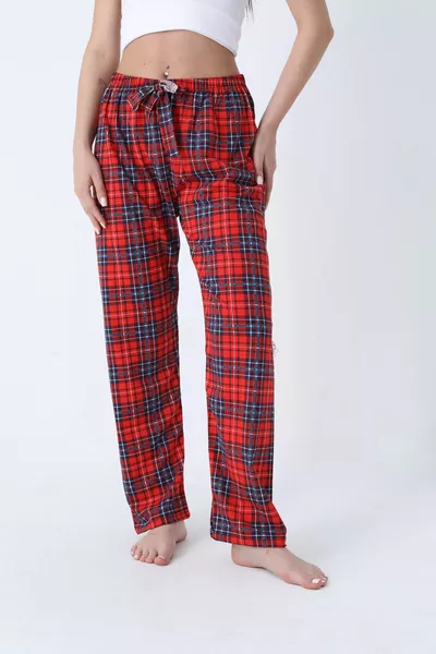 Унисекс пижамные штаны в клетку с эластичным поясом