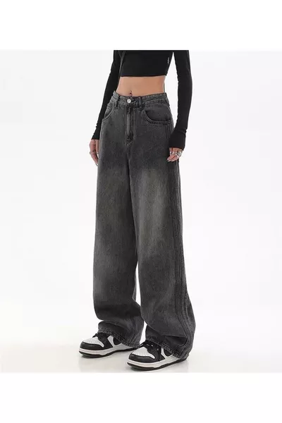 Pofidi Vintage Black Washed Baggy Jean Unisex Denim Pants THE SOLO