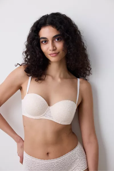 Pop Up Lace Cream Lingerie Bra