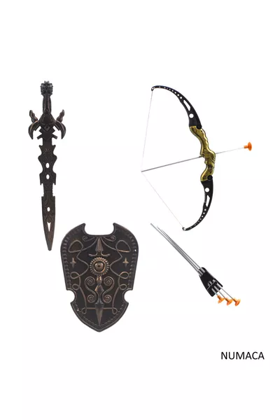 Oyuncak Süper Savaşçı Kılıç Kalkan Ok Yay Seti - Plastik Oyuncak - Büyük Boy Ok Yay Kılıç Oyun Seti