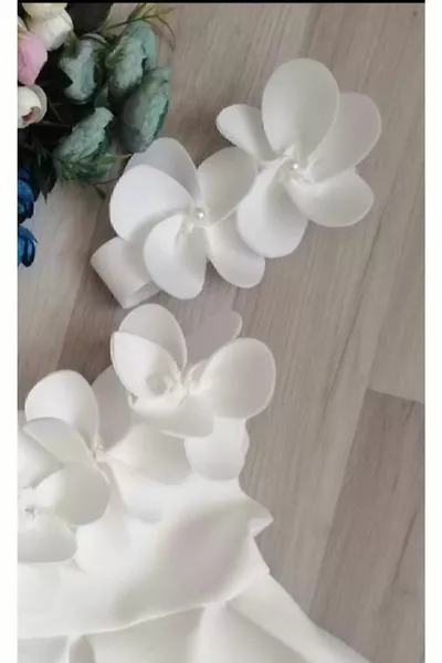 فستان بنات صغير مرصع باللؤلؤ والورد الأوركيد (للأعمار 2-4 سنوات، الحجم المكتوب مناسب لعمر سنتين)