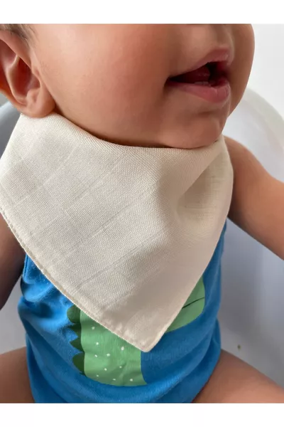 (PCS) Muslin Fabric Snap Baby Bib & Bandana