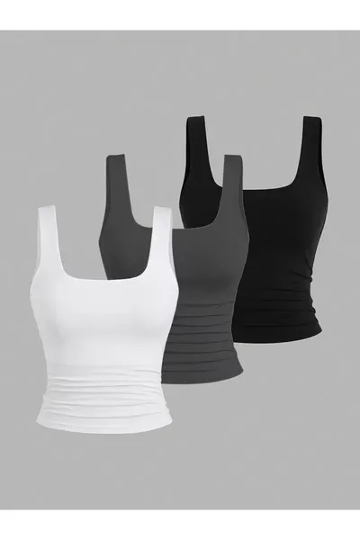 Blusa Basic Donna con Lycra a 3 Pezzi