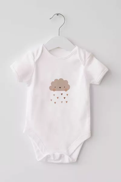 بدلة أطفال بأكمام قصيرة مصنوعة من القطن العضوي % مطبوعة بثلاث قطع