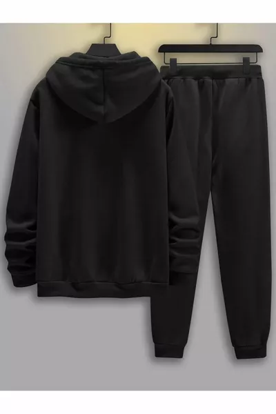 Paris Line Анцуз Суитшърт Джоггер - Черен щампован оверсайз суитшърт