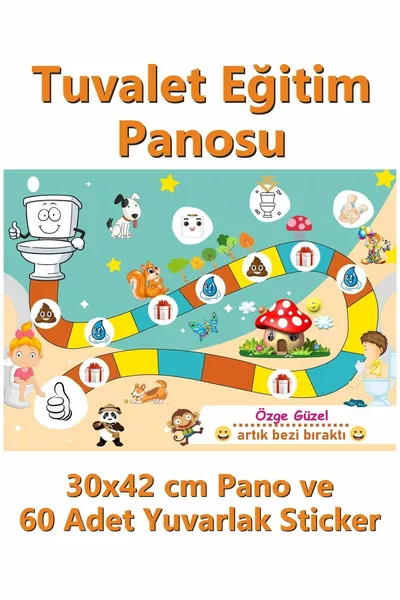 Забавна и образователна дъска със стикери за обучение за тоалетна, см