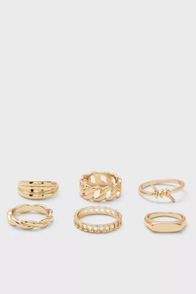 6-Piece Ring Set in Gold Color
