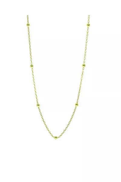 سلسلة فضية مطلية بالذهب بخرز بطول  سم