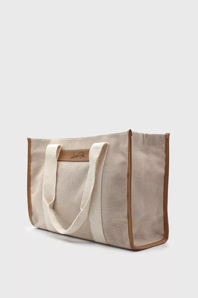 Women's Striped Linen Tote Bag