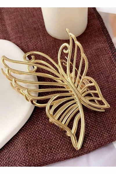 Grande pince à cheveux papillon en métal