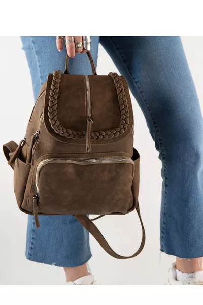 حقيبة ظهر جلدية نسائية  فيينا مع مقبض يد مناسبة للاستخدام اليومي بتصميم غطاء مطرز