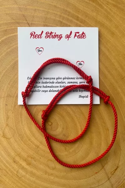 2'li Sevgililer Günü Kırmızı Ip Red String Of Fate Kabala Uzakdoğu Inanış Dilek Şans Bilekliği