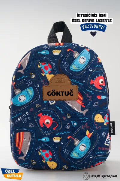 [نكتب الاسم الذي تريده] - عالم تحت الماء  أعمار 0-8 سنوات - حقيبة ظهر للأطفال لروضة الأطفال