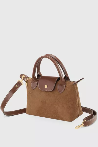 Suede Tan Versatile PU Leather Shoulder Bag 