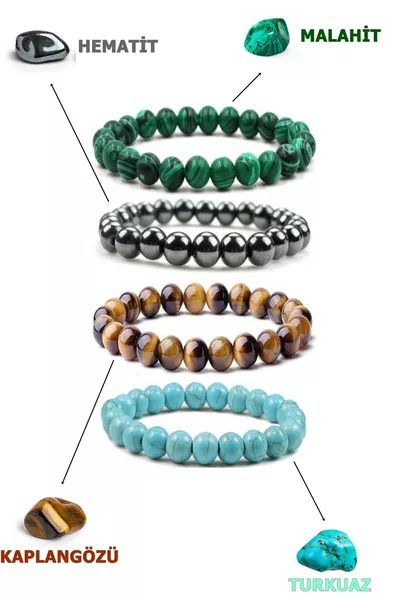 Energy-Money-Healing-Peace Natural Stone Bracelet Set