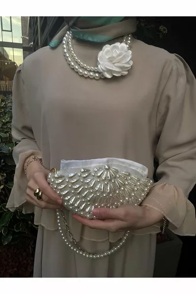 حقيبة خرز لؤلؤة بتصميم خاص - حقيبة يد لؤلؤة - حقيبة خرز لؤلؤة - حقيبة يد