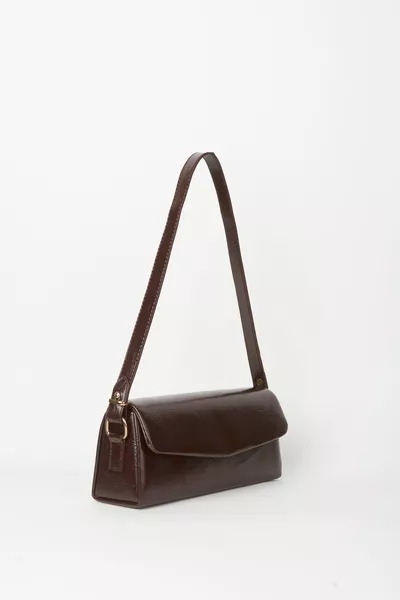 Women's Poppy Dark Coffee Textured Faux Leather Lined Snap Closure Hand, Arm, and Shoulder Bag